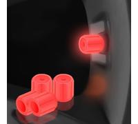 Glowing Tire Valve Caps, Glow-In-The-Dark Car Tire Valve Cap Set, Corrosion Iluminated Accessories, Durable Luminous Stem Caps for Car Truck Suv Motorcycles Bike (Red,24PCS)