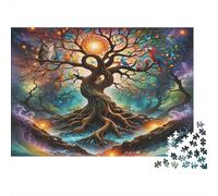 Glowing Tree Puzzle 1000 Pezzi Materiale Riciclabile Material Magical Forest Art Puzzles for Anziani Alleviare la Demenza Senile Divertente Activity Ottimo Idea Regalo 70x50cm/1000pcs