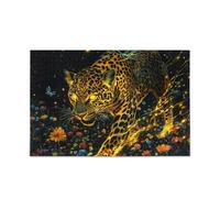 Glowing Yellow Leopard Floor Puzzle Adulti Puzzle Piecing Brain Teasing Fun & Perfect Wall Art Divertente Giochi di Cervello Regali per papà, mamma Puzzle per Adulti 1000 Piecing