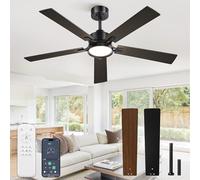 Glowivia Ventilatore da soffitto da 52 pollici con luci e telecomando, controllo intelligente tramite app, dimmerabile con memoria a tutte le impostazioni, pale reversibili silenziose, ventilatore da