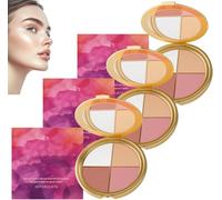 Glowjiu Glow Gallery Highlighting Eye&Cheek Palette- 4 in 1 trucco per ombretti e evidenziatori, setosi delicati, riflessi luminosi per guance e occhi, lunga durata, versatile (3 pezzi)