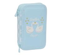 Glowlab CISNES - Astuccio per scuola per bambini, con 28 oggetti inclusi, ideale per bambini dai 5 ai 14 anni, comodo e versatile, qualità e resistenza, 12,5 x 4 x 19,5 cm, colore blu chiaro, Blu