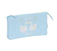 Glowlab CISNES - Astuccio triplo, astuccio per bambini, ideale per bambini in età scolastica, comodo e versatile, qualità e resistenza, 22 x 3 x 12 cm, colore blu chiaro, Blu chiaro, Estándar, Casual