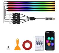 Glowride Interior Lights, RGB 5 in 1 LED Car Ambient Lighting Kit, Acrylic Ambient Led Lights for Car with Dynamic Color Chasing, 3 Modes of Control, Wireless App & Remote Control (6 * 43.3in)