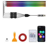 Glowride Interior Lights, RGB 5 in 1 LED Car Ambient Lighting Kit, Acrylic Ambient Led Lights for Car with Dynamic Color Chasing, 3 Modes of Control, Wireless App & Remote Control (4 * 43.3in)