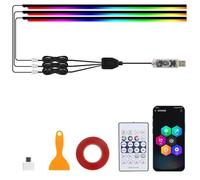 Glowride Interior Lights, RGB 5 in 1 LED Car Ambient Lighting Kit, Acrylic Ambient Led Lights for Car with Dynamic Color Chasing, 3 Modes of Control, Wireless App & Remote Control (3 * 43.3in)