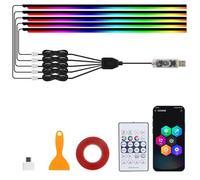 Glowride Interior Lights, RGB 5 in 1 LED Car Ambient Lighting Kit, Acrylic Ambient Led Lights for Car with Dynamic Color Chasing, 3 Modes of Control, Wireless App & Remote Control (5 * 43.3in)
