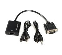 Glowster Adattatore VGA a HDMI con audio e microUSB per collegare dispositivi VGA a display HDMI, ideale per presentazioni e multimediali.