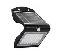 Glowster Applique LED solare per esterno con sensore di movimento e crepuscolare, IP65, 4 W e temperatura di colore 4000 K + 3000 K. Angolo di apertura di 120° e nero, ideale per esterni.
