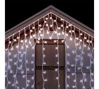 Glowster Catena di luci piatte a ghiacciolo, 10 m x 0,6 m, batteria 3 AA, bianco freddo, ideale per decorare eventi e valorizzare ambienti.