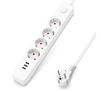 Glowster Ciabatta tedesca a 4 vie serie L 1,5 m 3G1,0 mm² bianco e grigio