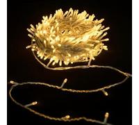 Glowster Ghirlanda di luci a LED 15 m, batterie 3 AA, luce bianca calda, ideale per decorazioni per feste, interni ed esterni.