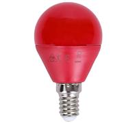 Glowster Lampadina LED G45 rossa E14 4W, ideale per decorazione e segnalazione; fornisce luce calda e risparmio energetico.