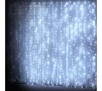 Glowster Luci piatte per tende 3AA, bianco freddo, 1 m x 1 m, ideali per decorare spazi e creare atmosfera in feste o eventi.