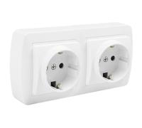 Glowster Meccanismi elettrici Serie Murale di superficieMUR66U BASE DOPPIA SCHUKO 2P+T BIANCA SERIE MURAL