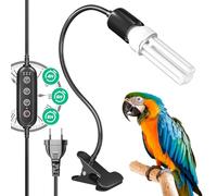 GlowUp Lampada per Uccelli Set Completo con Timer, Lampada a Morsetto con Lampadina UVB 2.4 E27 20W per Uccelli
