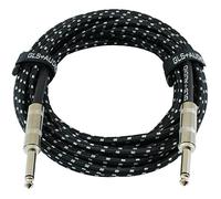 GLS Audio - Cavo per chitarra da 20 piedi, da 1/4" TS a 1/4" TS da 1/4", rivestimento in tessuto tweed nero grigio - cavo per chitarra Pro da 6,3 mm