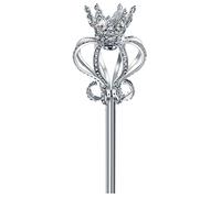 GlSAKE Regina Re Scettro Strass Fata Principessa Bacchetta Giochi di Ruolo Puntelli Accessori per Costumi da Sposa per Feste (19,7 Pollici, 7 Once) (Argento)