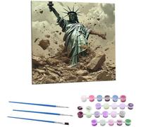 Glslmznq Dipingere con i numeri, per adulti, kit per pittura a olio fai da te 40x40 cm Statua della Libertà pittura con numeri, con 3 pennelli e vernice acrilica, Decora la casa - Senza Cornice N-997