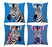Glslmznq Federe per Cuscini Fiore zebra 50x50cm Copricuscini Decorativi Primavera Estate Impermeabili Velluto Federa per Cuscino Divano Letto Casa Patio Esterno Camera Decorazione Set di 4 q-23