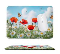 Glslmznq Tappetino Mouse Piccolo 340 x 280 mm, Tappetini Mouse Gaming farfalla papavero, Mousepad Impermeabile e Antiscivolo, con Bordo Cucito, Pratica e Facile da Pulire, Ufficio, Laptop, PC l-360
