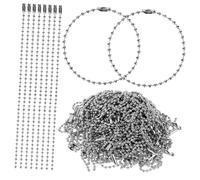 GLSTOY 100pezzi Catena in Acciaio Regolabile con Perline Metalliche e Chiusura Perlina Lunga per Portachiavi, Catena a Sfere per Targhette Identificative e Ciondoli