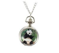 GLSTOY 1pezzi Orologio Pendente Panda Ceramica Collana Decorativa Per Studenti Orologio Da Tasca Unico Con Lunga e Quadrante Facile Da Leggere Per Feste e Souvenir