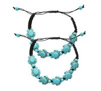 GLSTOY 2 pezzi Braccialetto Tartaruga Turchese Intrecciato Regolabile da Bracciali da Polso Artigianali per Donna Accessorio Moda Versatile per Ragazze