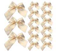 GLSTOY 24 Pezzi Fiocchi Natalizi Oro in Ruban 5,5 Cm per Decorazioni Albero di Natale e Progetti DIY Clips
