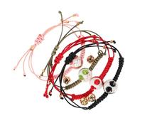 GLSTOY 4pezzi Bracciali Maneki Neko in Ceramica Colorata Braccialetto Intrecciato Corda Con Charm Gattino Fortunato Gioielli Minimalisti Leggeri Per Studenti e Donne