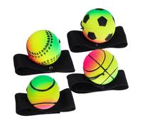 GLSTOY 4pezzi Palla Di Ritorno Al Polso Elastica in Gomma Cinturino Da Polso Palla Sportiva Luminosa Al Buio Giocattolo Da Lancio Sfiato Per Relax e Gioco Amici