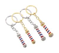 GLSTOY 4pezzi Portachiavi Moda Lampada Rotante Per Barbiere Con Strumenti Di Taglio e Accessori Design Unico e Stile Per Parrucchieri Colori Oro Senza Punta Bianco Senza Punta