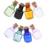 GLSTOY 8 Mini Bottiglie di Vetro dei Desideri Quadrate con Tappo in Sughero, Contenitori Trasparenti per Decorazioni Fai da Te e Viaggi, Barattoli Artigianali Piccoli per Matrimoni e Uso