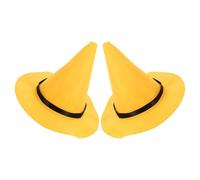 GLSTOY Cappello da Strega in Feltro Spesso Giallo 2 Pezzi, Cappello da Mago Appuntito per Costume Halloween Adulto Unisex, Accessorio Festa Spaventapasseri Resistente e Comodo per
