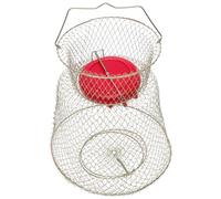 GLSTOY Gabbia da Pesca in Ferro Resistente con Rete di Protezione per Pesci, Cestino Galleggiante Diametro 35 Cm per Pesca Sportiva e Controllo in Acqua