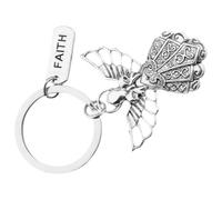 GLSTOY Portachiavi Angelo Custode Decorativo in Lega Argento, Design Creativo e Resistente per Chiavi Auto e Accessori da Borsa Unico ed Elegante