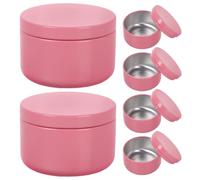 GLSTOY Set 6 Pezzi Contenitori in Alluminio Rosa per Candele con Coperchi, Barattoli Rotondi Vuoti per Oli Essenziali e Aromaterapia, la Creazione di Candele a Casa