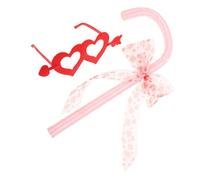 GLSTOY Set Bastone Fiocco Rosa e Occhiali da Sole a Forma di Cuore e Freccia per Halloween e Festa degli Innamorati, Accessori per Feste Cosplay e Oggetti di Scena per Giochi di Ruolo,