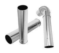 GLSTOY Set Tubi Prolunga per Canna Fumaria a Legna in Acciaio Inox 3 Pezzi con Gomito 60 Cm per Riscaldamento Domestico e Campeggio, Accessori per Camini Compatibili e Installazione