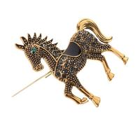 GLSTOY Spilla da Bavero Vintage a Forma di Cavallo Strass, Spilla Animale dello Zodiaco Cinese per Capodanno, Accessorio da Donna Simbolico Feng Shui per Abbigliamento e Sciarpe