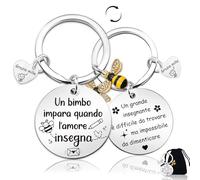 GluckGeschenk Regalo Maestra Fine Anno, Idee Regalo Insegnanti, Portachiavi Grazie Regali Maestra Personalizzato, Originale Regalo Insegnante Maestre Asilo Elementare