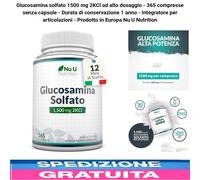 Glucosamina Solfato 1500Mg 2KCL 365 Compresse Integratore per Articolazioni