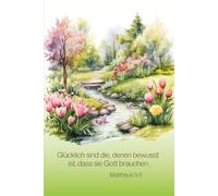 Glücklich sind die, denen bewusst ist, dass sie Gott brauchen: JW 2026 Jahrestext Notizbuch, Matthäus 5:3, JW Geschenke, Paradies
