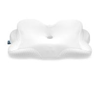 Glückstoff Cuscino ortopedico [premio per l'innovazione, nominato per l'ergonomia], cuscino per dolori cervicali in memory foam, supporto per il collo, cuscino ergonomico per dormire sul lato, bianco