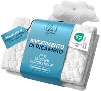 Glückstoff® Federa per Cuscino Ergonomico [CON EFFETTO RINFRESCANTE E CALDO] in Fibra di Bambù e Spandex | Morbido & Confortevole | Copricuscino di Ricambio | Bianco | Versione: Ergo