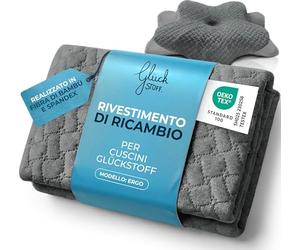 Glückstoff® Federa per Cuscino Ergonomico [CON EFFETTO RINFRESCANTE E CALDO] in Fibra di Bambù e Spandex | Morbido & Confortevole | Copricuscino di Ricambio | Grigio | Versione: Ergo