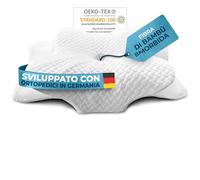 Glückstoff® Federa per Cuscino Ortopedico [CON EFFETTO RINFRESCANTE E CALDO] in Fibra di Bambù e Spandex | Morbido & Confortevole | Copricuscino di Ricambio | Bianco | Versione: Ergo