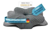 Glückstoff® Federa per Cuscino Ortopedico [CON EFFETTO RINFRESCANTE E CALDO] in Fibra di Bambù e Spandex | Morbido & Confortevole | Copricuscino di Ricambio | Grigio | Versione: Ergo