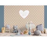 Glücksvilla -Carta da parati per cameretta dei bambini - Cuore Amore - personalizzabile con testo individuale, autoadesiva, 12 Sabbia chiara 360 x 250 cm - decorazione