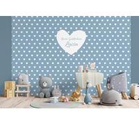 Glücksvilla -Carta da parati per cameretta dei bambini - Cuore Amore - personalizzabile con testo individuale, autoadesiva, 25 blu piccione 360 x 250 cm - decorazione